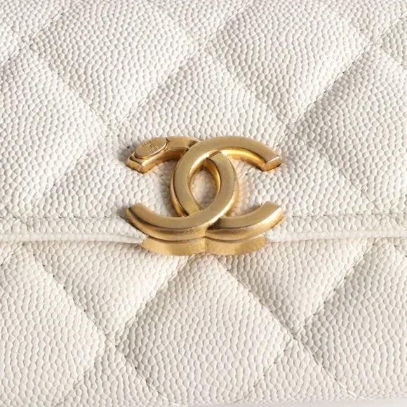 Chanel Plate Logo CC Flap Card Holder on Chain Quilted Caviar Mini - Picture 9 of 11